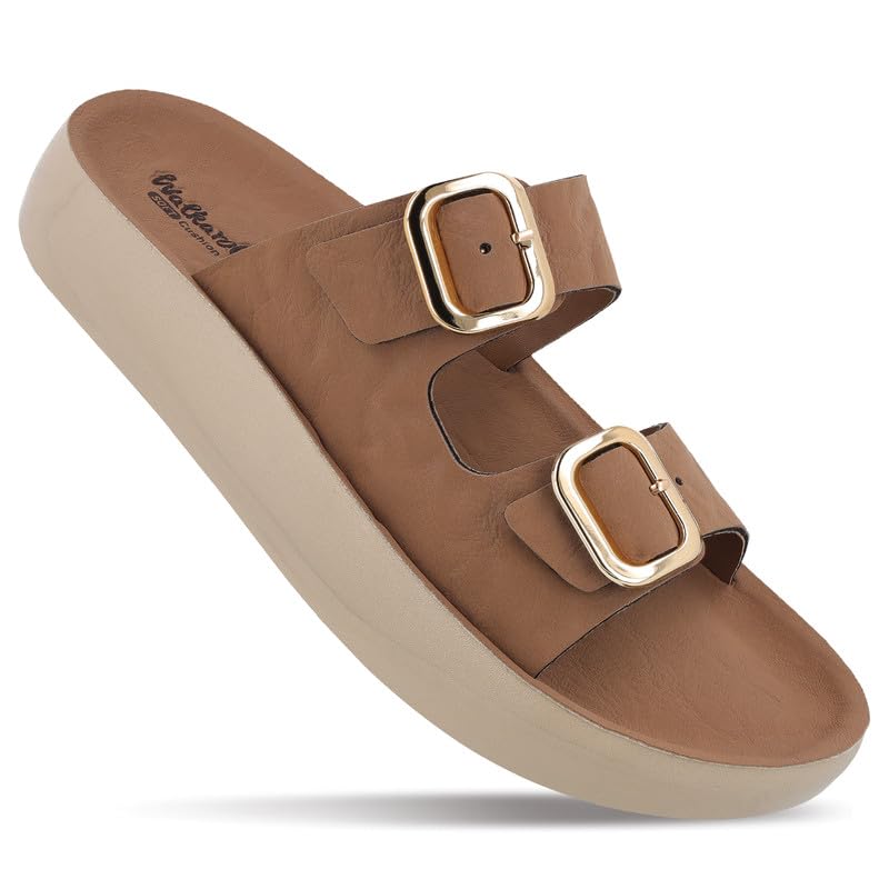 Image of WALKAROO Women's Comfort Flat Sandals|Soft Cushioned Footbed, Lightweight PU Platform Sole|CasualWear,Travel,Outdoor,office wear,Stylish,Trendy Sandals|WLP74038