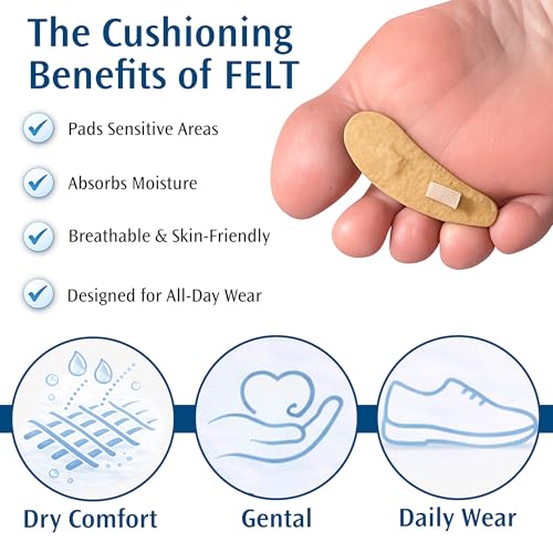 Image of PediFix Felt Toe Crest Cushion with Loop for Hammer Toe Support Large Left, 3 Pack