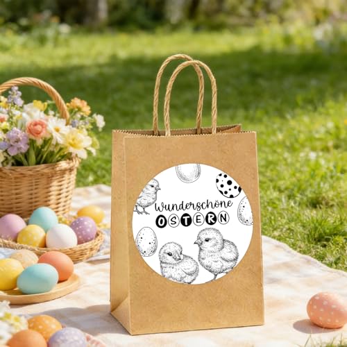 10 Stück Ostertüten zum Befüllen, Süße Osternester und Osterhasen Taschen aus Papier mit 10 Aufklebern für eigenes DIY-Design, Ideal für Ostern Basteln Kinder, Osterdeko, Eiersuche
