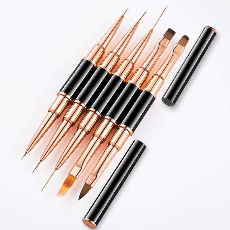minkissy 5Pcs Nail Art Liner Brushes Set Resistant Fine Tip Gel Painting Pens Professional Manicure Liner Tools for Thin Lines, French Tips