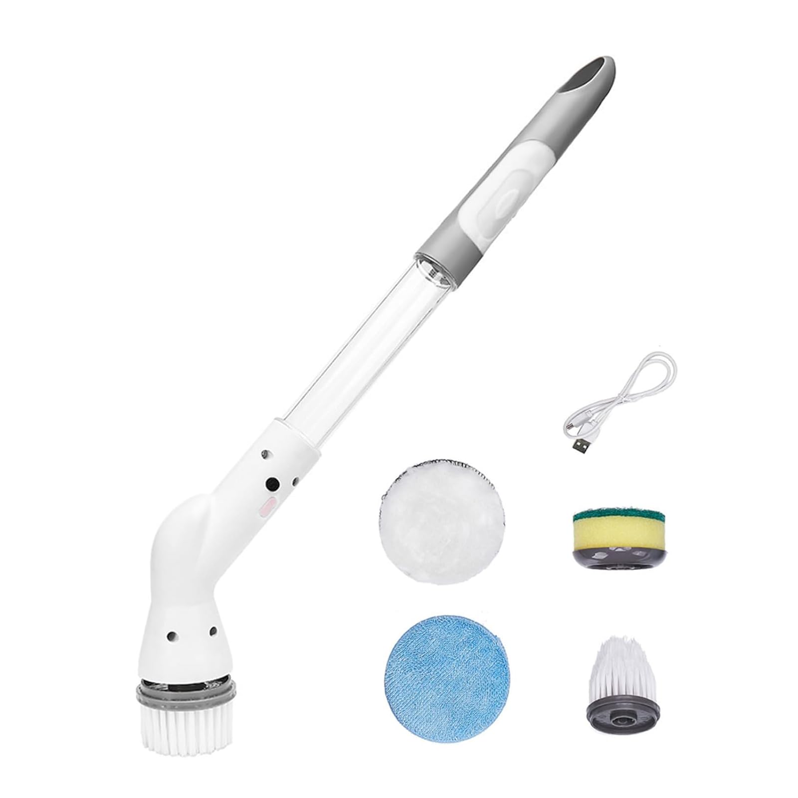 Electric Spin Scrubbers,Scrubbers for Cleaning Bathroom Kitchen,Cordless ​Shower Cleaner,Cordless Scrubbers with 4 Replaceable Brush Heads and Adjust Extension Handle,Power Cleaning Brush (White)