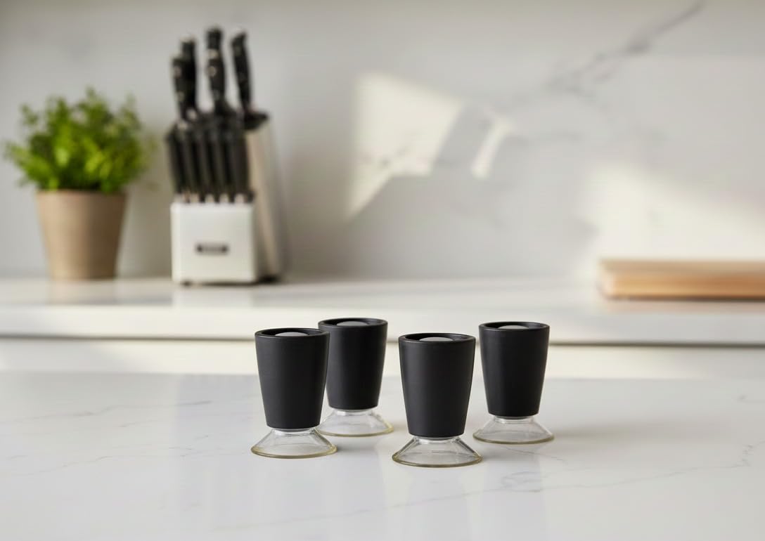 DEENZ Set of 4 Feet for Universal Fit Hob Cover Plate Black Anti-Slip Grip Round Replacement Legs All Types of Cookers Worktop Saver Support Kitchen Chopping Board Holder Perfect Stability 5 X 3 Cm