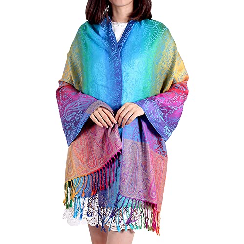 Women's Retro Vintage Pattern Tassel Poncho Shawl Cape Wraps For Women Scarfs for Women Fall Winter Scarves
