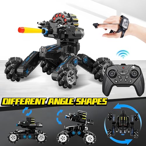 Image of RC Tank Car with Drift, Hand Gesture Control Stunt Truck | 2.4GHz Remote Control, Hand Gesture Control Dual Mode Car, Spray, Music & LED Lights, Deformable Stunt Truck