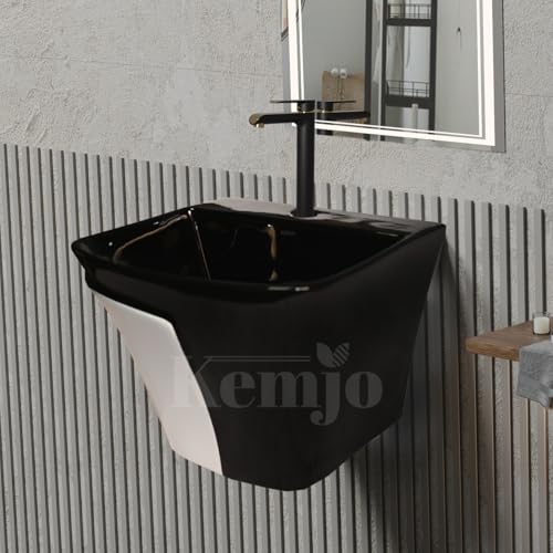 Image of Wall Mounted Wash Basin for Bathroom | Wall Hung Wash Basin /Sink (15.35 x 16.14 x 13 Inch, SFKOP - 221)