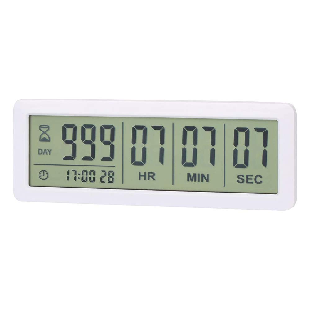 CTRLZS Big Digital Countdown Days Timer Clock - 999 Days Count Down Clock Timer for Graduation Lab Kitchen (White)