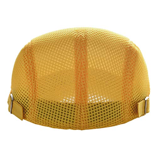 Image of VOBOOM Men Breathable Mesh Summer Hat Adjustable Newsboy Beret Ivy Cabbie Flat Cap