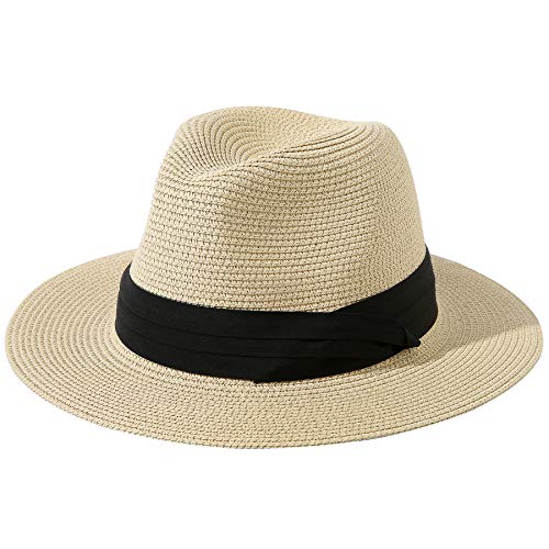 Jastore Little Kids Girls Boys Summer Fedora Straw Hat Wide Brim Floppy Beach Sun Visor Hat (Style B-Beige, 6-9 Years) #TOP13