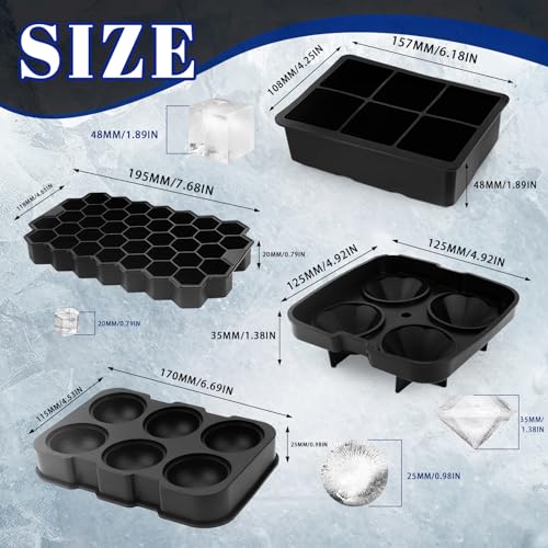 Cubetti Ghiaccio Silicone con Coperchio, 4 Pezzi Stampo Ghiaccio, Forme Ghiaccio Silicone, Formine Ghiaccio, Stampini Ghiaccio - immagine 3