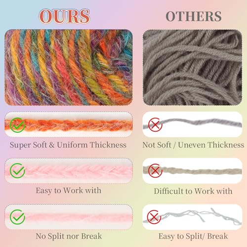 Image of Aeelike Ombre Yarn for Crocheting, 4 PCS Colorful Gradient Yarn #4 Medium, Each 190g(6.7 oz) 400m(437.5 Yards) 71% Acrylic 29% Nynon, Soft Cake Crochet Yarns for Blanket, Scraves, Sweaters, Color A