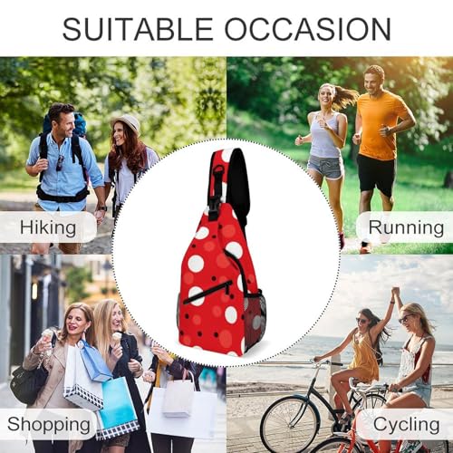 Bolso bandolera casual para senderismo rojo con puntos blancos miniatura 6