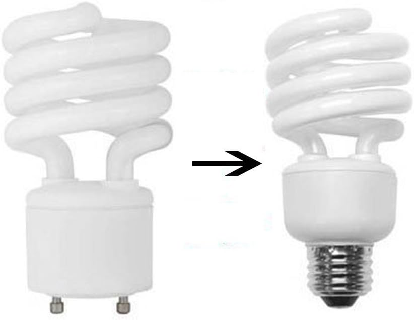 Rextin 10 pcs LED Lamp Adapter GU24 To E26/E27 bulb Holder Socket Converter Pin Base Fixture To Standard Screw-in Bulb Socket (10 PCS)