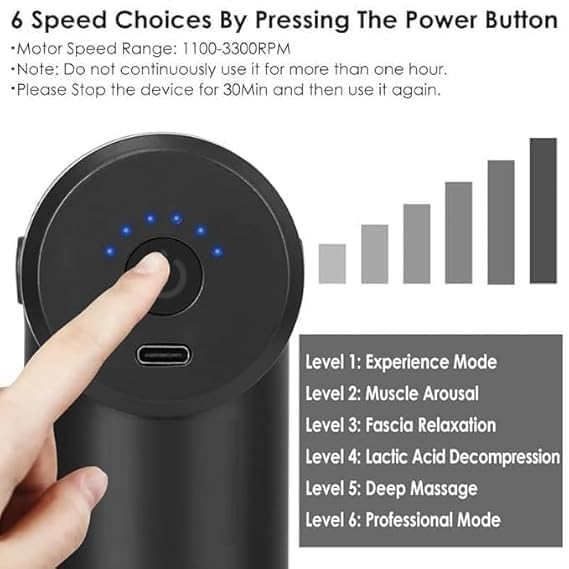 Ashnie's Galaxy Gun Massage - 6 Speed Handheld Deep Tissue Tissue Bump Massage 4 Heads | Relief from pain and rechargeable body massage gun for recovery of muscles - Black Ashnie's Galaxy Gun Massage - 6 Speed Handheld Deep Tissue Tissue Bump Massage 4 Heads | Relief from pain and rechargeable body massage gun for recovery of muscles - Black