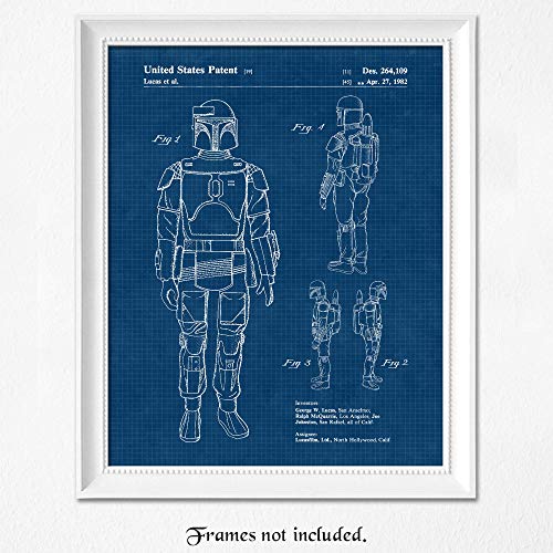 Vintage Star Wars Mandalorian Patent Poster Prints, Set of 1 (11x14) Unframed Photo, Wall Art Decor Gifts Under 15 for Home, Office, Garage, Man Cave, College Student, Teacher, Comic-Con & Movies Fan