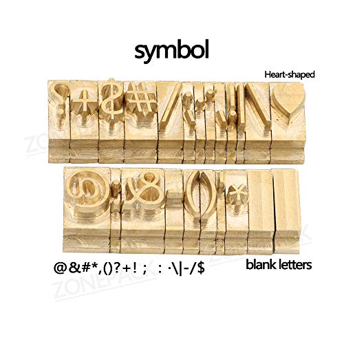 ZONEPACK Embossing Mold Copper Brass Stamping Flexible Letters Numbers Alphabets Symbols Characters DIY Gifts (Microsoft Elegant black with Wood Box)