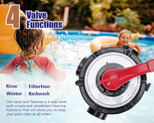 Image of CIPU 10-inch Sand Filter Pump System Handy 4-Way Valve for Above Ground Pools with 0.25HP Pool Pump 115V 6-Foot Cord to Easy Installation