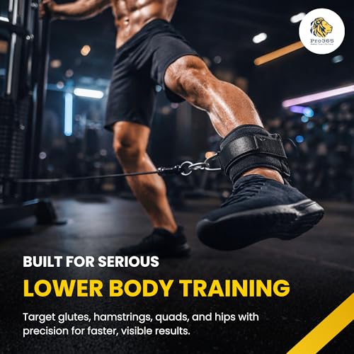 Image of PRO365 Ankle Straps for Cable Machine Gym | Adjustable Padded Ankle Cuff for Kickbacks, Glute Workout, Leg Extension & Curl | Heavy Duty D-Ring Fitness Attachment (Pair)