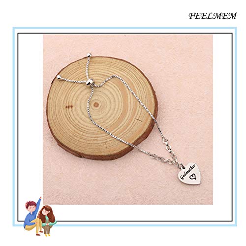 FEELMEM Godmother Bangle Bracelet,Goddaughter Bangle Bracelet,Baptism Gift for Godmothers/Goddaughters4