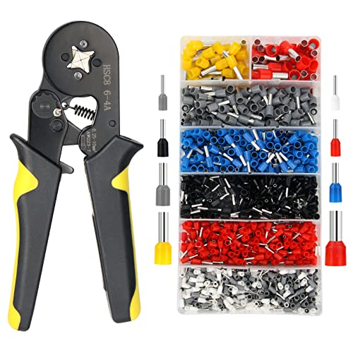 Crimpzangen Aderendhülsen Set, LOTUSWILD Aderendhülsen Tool Kit 1250 stück Kabelschuhzange Set Kabelschuhzange Crimpzange Aderendhülsen Zange 0,25-10 mm² Ergonomischer Griff Crimp Tool Cover