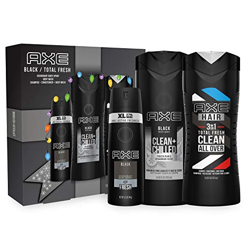 AXE Collection 4 pcs Gift Set - Body Wash, Antiperspirant, Daily Fragrance and Travel Size Daily Fragrance (Black)