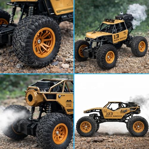 Image of Braintastic Rock Climbing RC Cart Off-Road Rock Crawler Truck Vehicle 2.4ghz 2wd 1: 20 Radio Remote Control Car Toys for Kids 5+ Years (Golden)