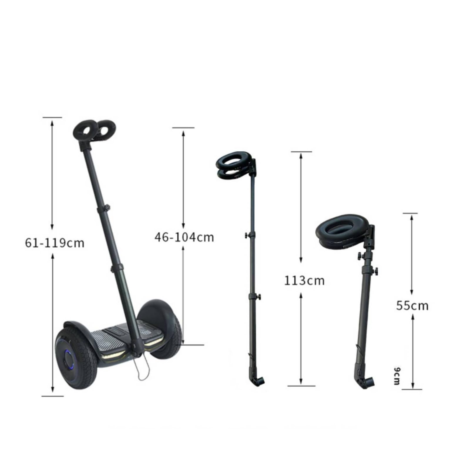 Milageto Poignée Maintien Extensible Guidon Ergonomique Accessoire pour Navetteurs, Noir, 10 Pouces