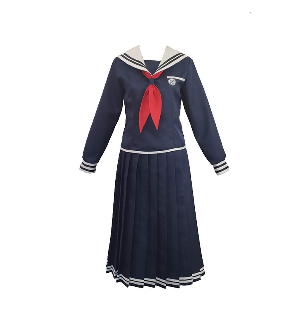 Schoolgirl Cosplay Costume, Blue Sailor Uniform Dress with Red Scarf, Long Sleeve Outfit for Women Halloween