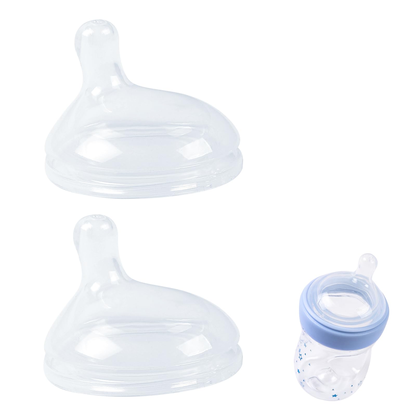 2 Pack Replacement Silicone Nipples Compatible with Nuk Simply Natural Bottle, BPA-Free, Anti-Colic Air System (M, Medium Flow)
