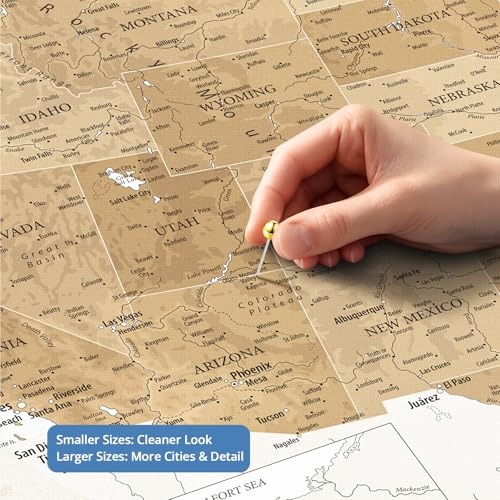 Image of IPIC - Custom Canvas USA Map for Wall Decor, Push Pin Board Decor to Mark Travels, Personalized Artwork with Names and Message on, Large USA Travel Map Print for Home, Office, Study, and RV