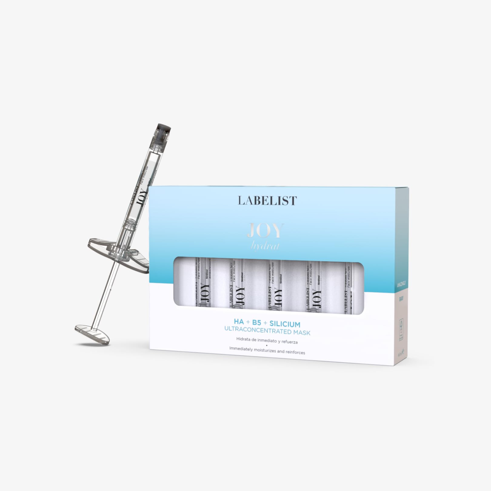 Labelist | Mascarilla Facial con 1.8% Ácido Hialurónico Puro | Hidratación Intensiva, Rellena Arrugas y Reafirma | Formato en Jeringa | 4x1ml