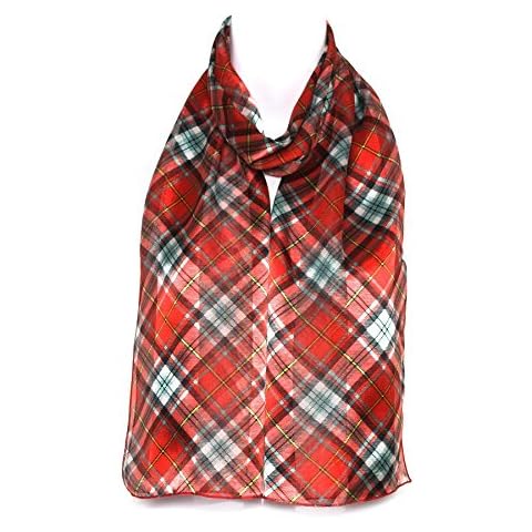 Ladies Women Girls Tartan/Check Scarve/Scarf/Shawl - (Red) Cover