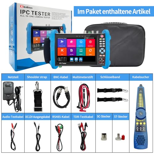 Henkion IPC-9800MOVTADHS Pro CCTV-Kameratester 8K 32MP IPC-Test 7-Zoll-IPS-Touchscreen-Monitor CCTV-Tester Unterstützung 4K 8MP HD-TVI CVI AHD SDI IP-Kameratest DMM OPM TDR POE RS485 WiFi HDMI VGA