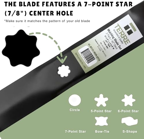 Miniatura 3 de Terre Products, paquete de 2 cuchillas para cortacésped de alta elevación, cubierta de 42 pulgadas, compatible con John Deere x300, D105, D125,