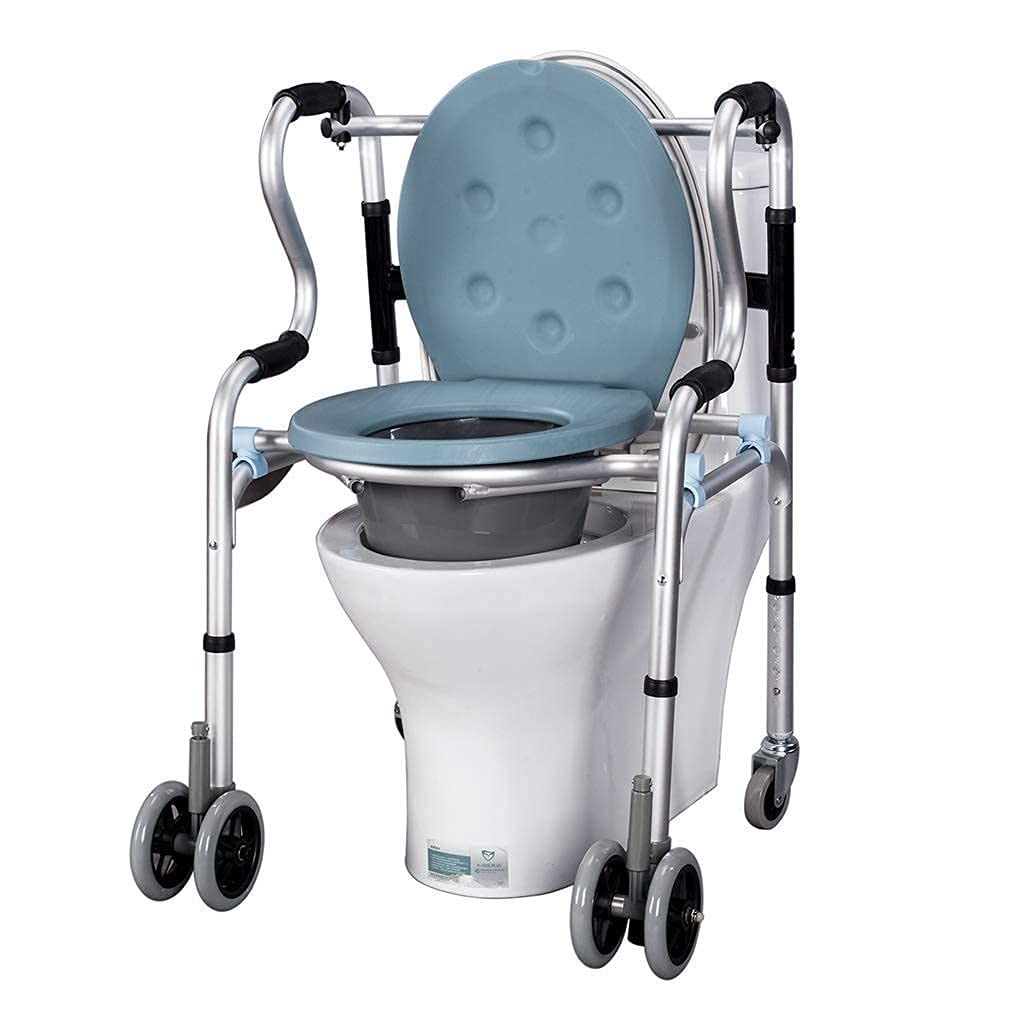 Andador Plegable, Aluminio, Andador con Ruedas Delanteras Plegable Deluxe con Ruedas de 5", Andador de Altura Ajustable para Ancianos discapacitados, Peso Ligero de 52 * 74 cm