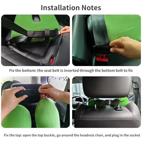 Image of FHSGGP Travel Pillow Car Pillow Kid Car Sleeping The Sleeping Aid for Adults and Kids on Road Trips Sponge Kids Travel Pillow Provides Body and Head Support Sage Green