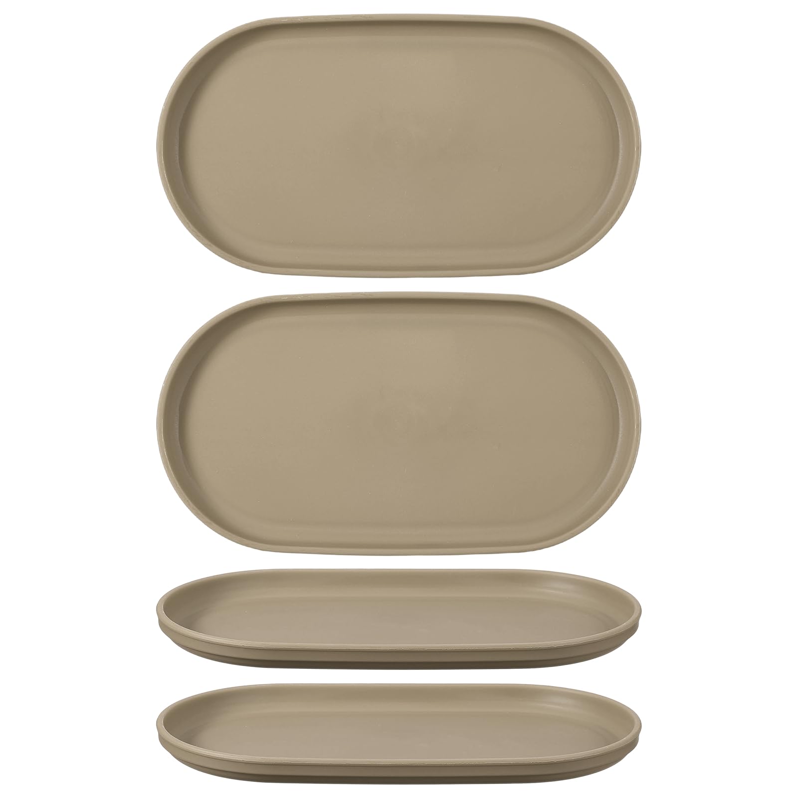 sourcing map 4Pcs Fast Food Serving Trays, 23.8x13cm Oval Reusable Restaurant Serving Trays for Kitchen Restaurant Coffee Fruit Burger Lunch Dessert, Khaki
