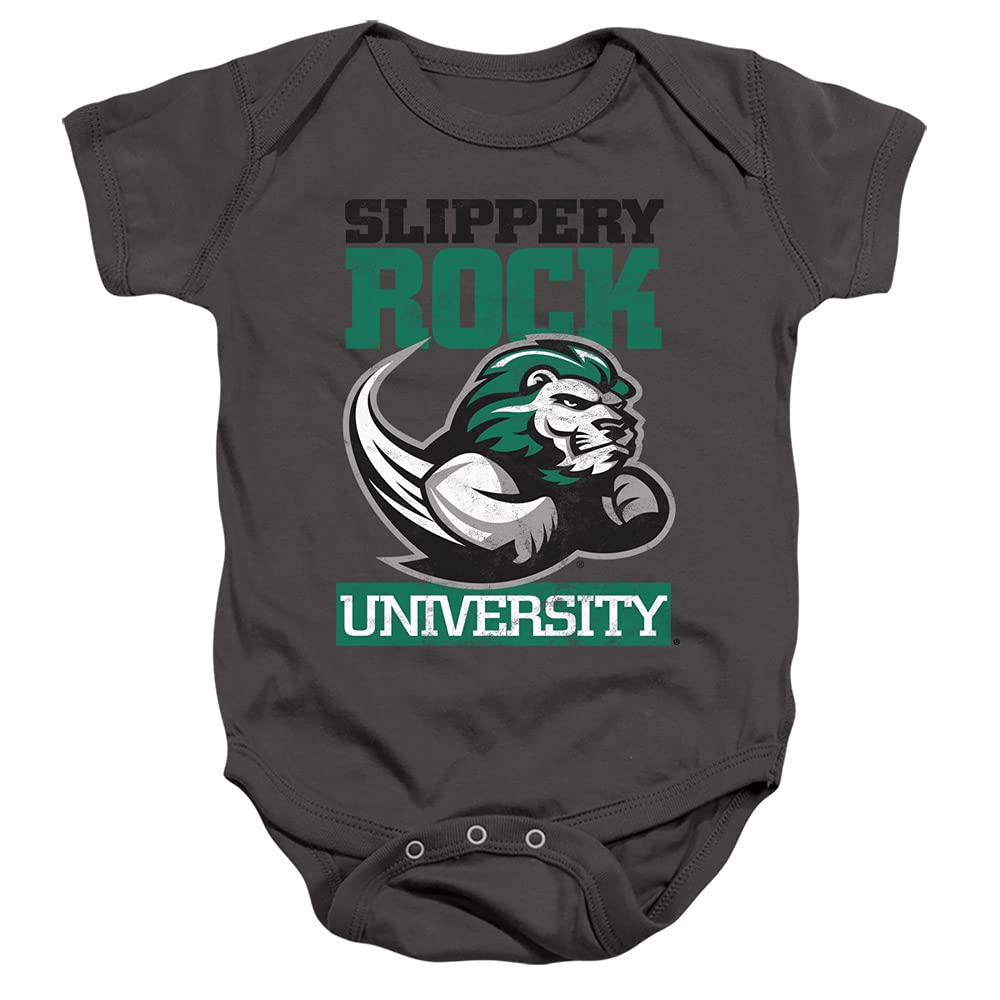 Slippery Rock University Official Sru The Rock Logo Unisex Infant Snap Suit for Baby,Charcoal, 6 Months