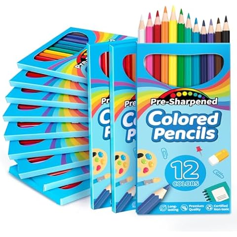 V-Opitos 168 Count Kids Colored Pencils, 14 Pack Bulk Pre-sharpened Coloring Pencils in 12 Colors, School Supplies for Teachers, Ideal Back to School Supplies & Classroom Prizes, Kids Party Favor Cover