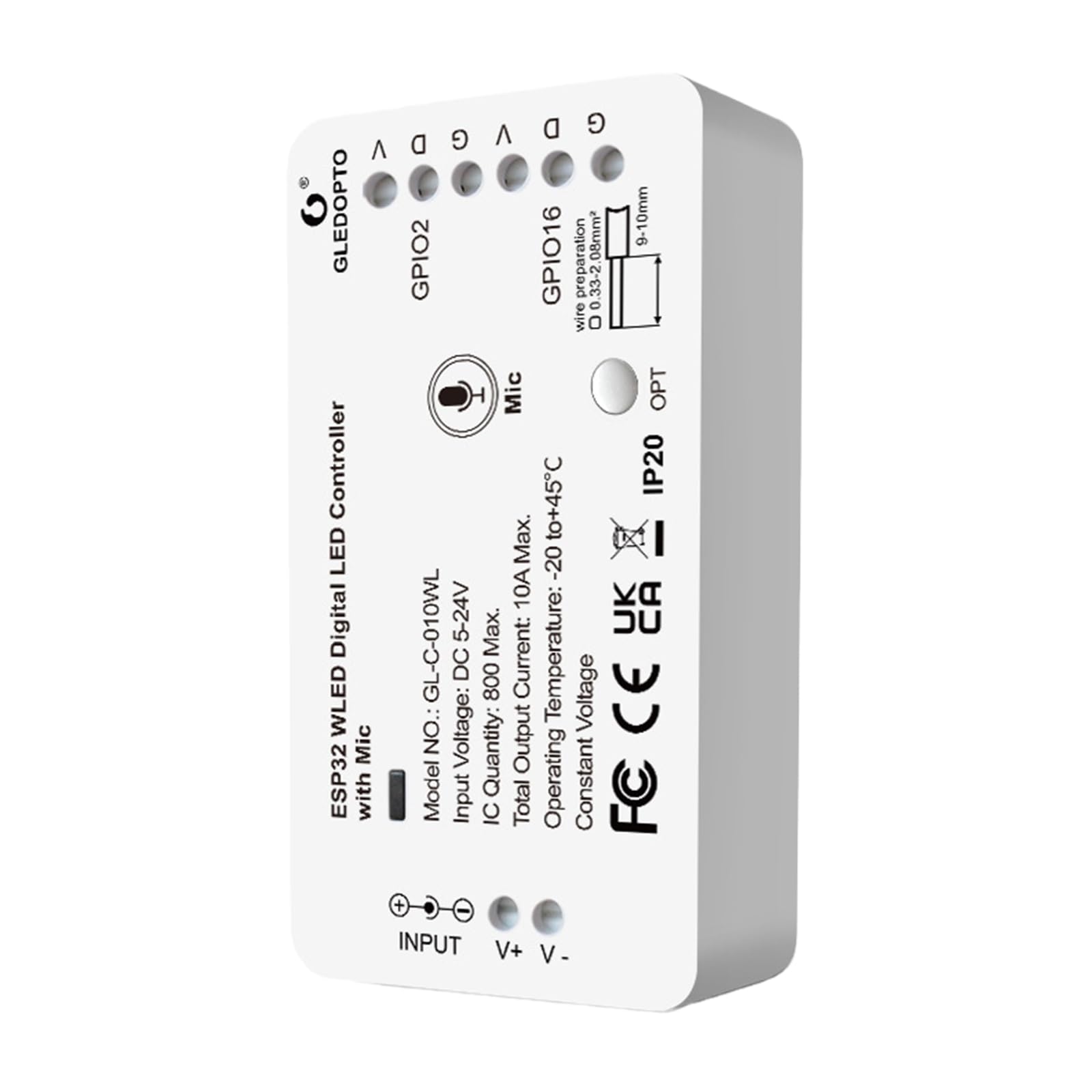WLED Controller ESP32 Mit Mic Funktion, Digital LED Strip Light Controller, WLED Addressable Strip Controllers Für RGB/RGBW LED-Streifen DC5-24V (WS2811 GS8208 SM16703P SK6812 TM1814)