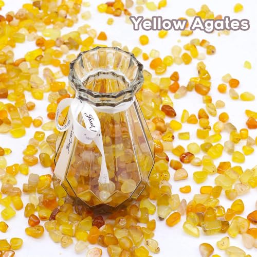 Image of WAYBER Natural Tumbled Agate Quartz Decorative Crystal Stones, 1 Lb Yellow | Lustrous Polished Finish, Rich Long-Lasting Hues, Toxin-Free Material, Perfect for DIY Crafts & Home Decor
