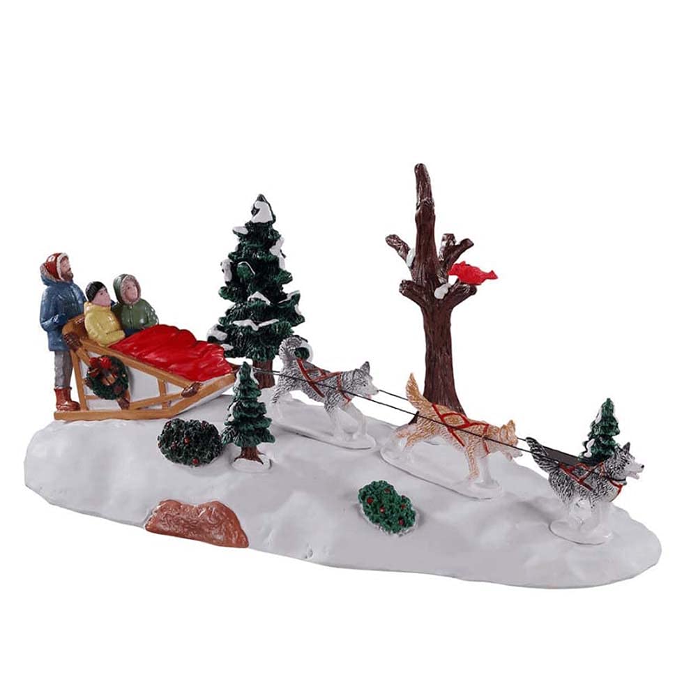 Lemax Dog Sledding Afternoon figurine de village de Noël pour paysage d'hiver animé