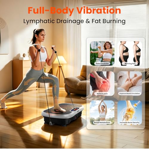 Image of AXV Vibration Plate Fitness Platform Exercise Machine Vibrating Shaking Full Body Shaker Workout Vibrate Stand Shake Board Sport for Weight Loss Fat Burner for Gym Home Office