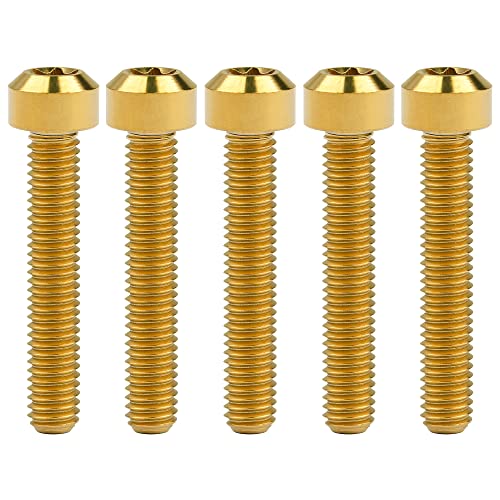 Image of Titanium Torx Square Head M6 x 10 15 20 25 30 35 40 45 50 60 65 70 80mm Screw Pack of 5 (Gold, M6x35mm)