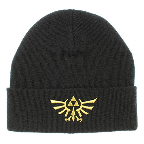Bioworld Legend of Zelda Wingcrest Triforce Knit Cuff Beanie Hat Cap Men Women Black