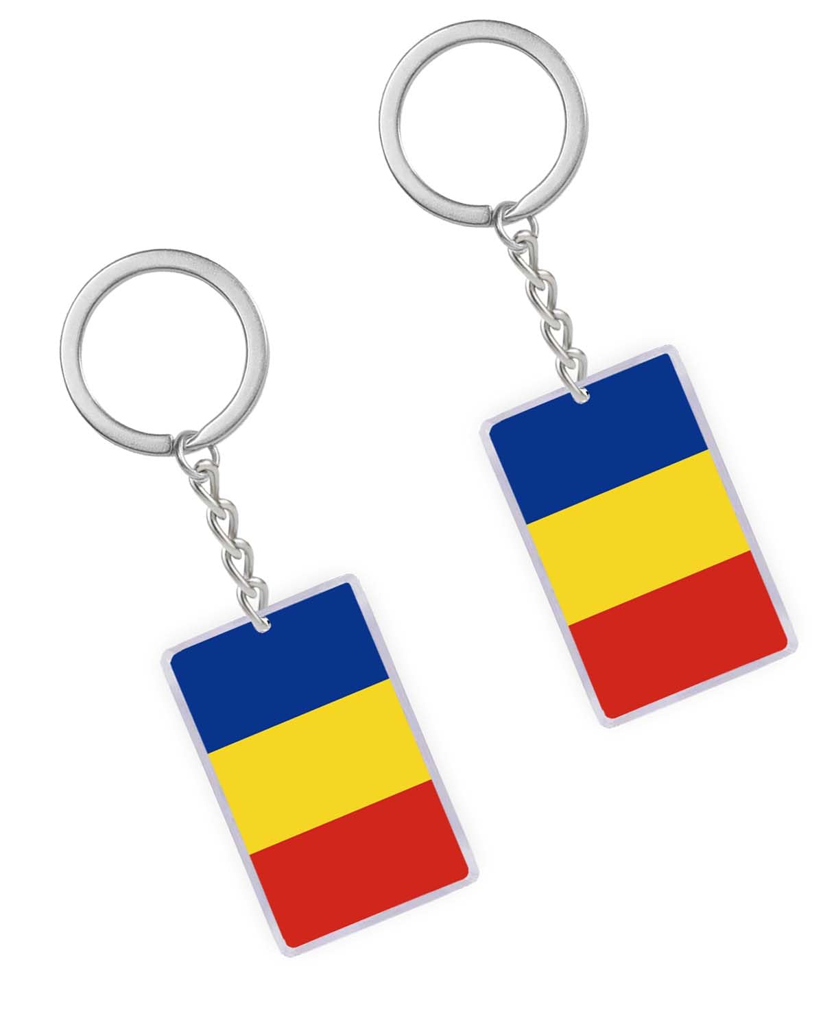 Petite Pine Unisex Romania 2 Packs Flag Keyring, Acrylic Keyring Keychain