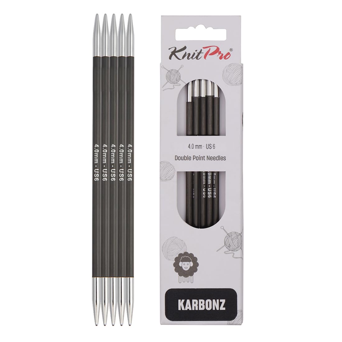 KnitPro Karbonz Double Pointed Needles 6" (15cm) | 4.00 mm