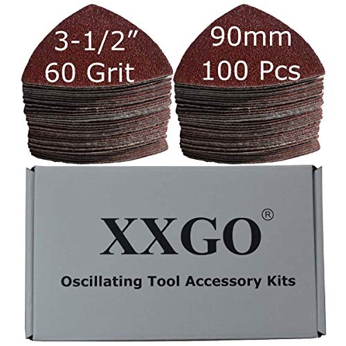 XXGO 100 Pcs 60 Grits 90mm Triangular Sanding Pads for Wood Sanding Fit 3.5 Inch Oscillating Multi Tool Sanding Pads XG902060U - Image 2