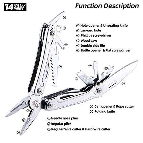 INONE Luster Multi Tool for Survival, Camping, Fishing, Hunting, Outdoor Pocket Knife Multitool