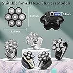 Roziapro Upgrade 7D Freedom Head Shaver Replacement Blades Electric Shaver Replacement Head Shavers for Bald Men Replaceable Head Waterproof Blades for Men 5 in 1 Bald Head Replacement Blades (Gray)