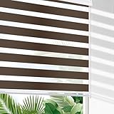 SHECUTE Zebra Blinds for Windows, 72H x 42W (Support Custom Size), Dark Brown Dual Layer Zebra Window Shades, Light Filtering Room Darkening Day and Night Window Blinds for Home, Living Room, Bedroom